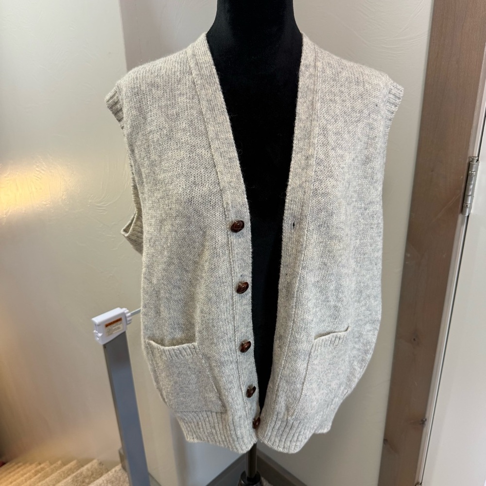 THE MOORS Vest Knit Gray Shetland‎ Wool Lord Jeff Made USA Scotland Vintage XL
